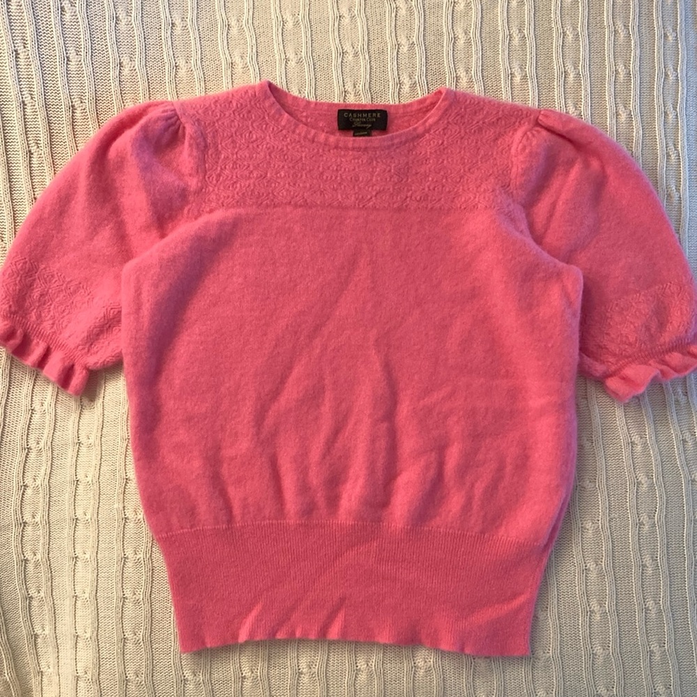 Charter Club Cashmere Puff-Sleeve Sweater ~ Large ~ Pink